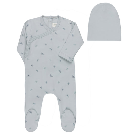 Aurora Jersey Cotton Dragonfly Footie Set - Blue
