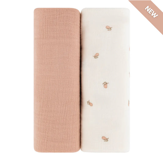 Ely's and Co 2 Pack Muslin Swaddles - Pink Pear And Pink Solid