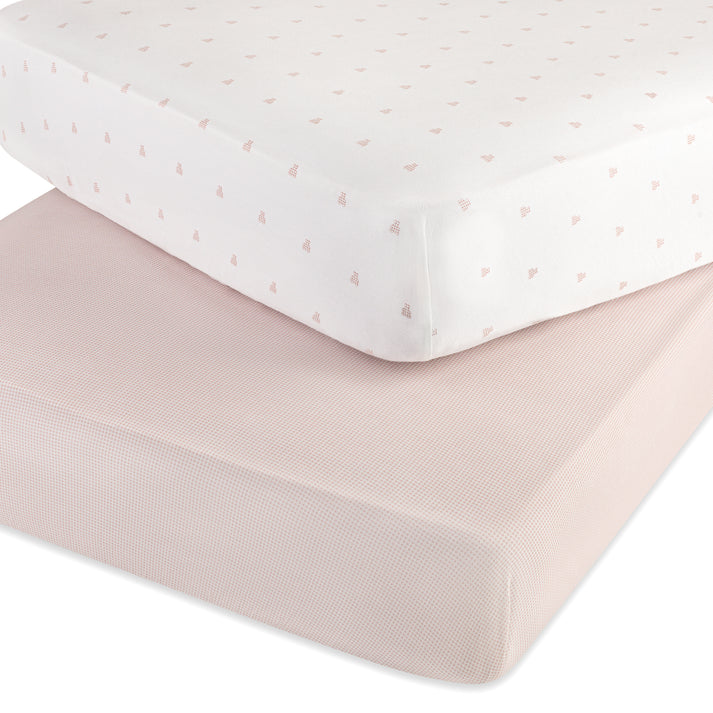 Ely's and Co 2 Pack Jersey Pack N Play/ Porta Crib Sheets - Gingham Bear Pink