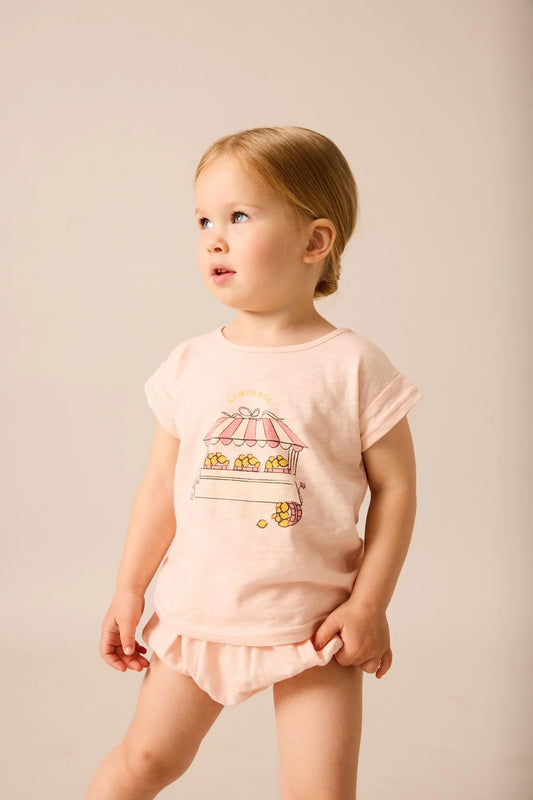 Lil Legs Lemon Toddler Girl Set- Cloud Pink