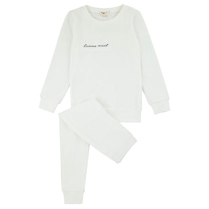 Noggi Velour Patch Loungewear set -White
