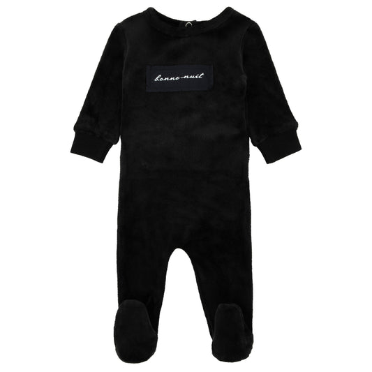 Noggi Velour Patch Footie- Black