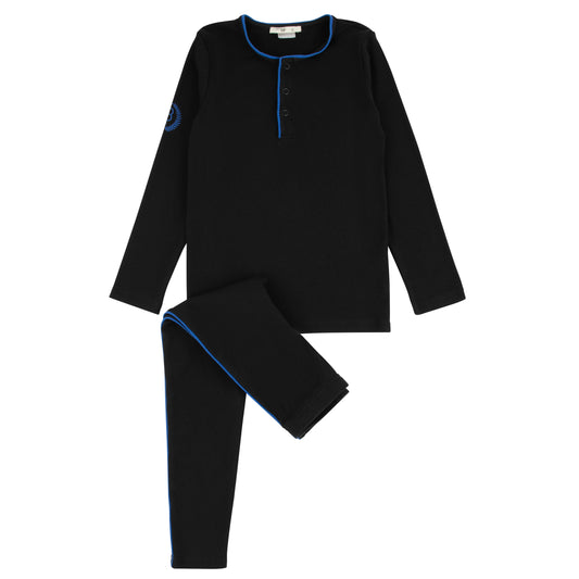 Noggi Emblem Loungewear Set- Blue Trim