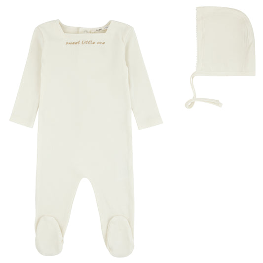 Noggi Sweet Little One Footie+Hat- Ivory