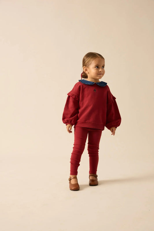 Lil Legs Sweet Campaign Toddler Ruffle Sweatshirt Set - Girl - Vintage Red