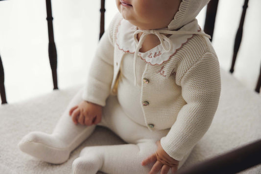 Lilette Le Bebe Knit Cardigan - Cream/Pink