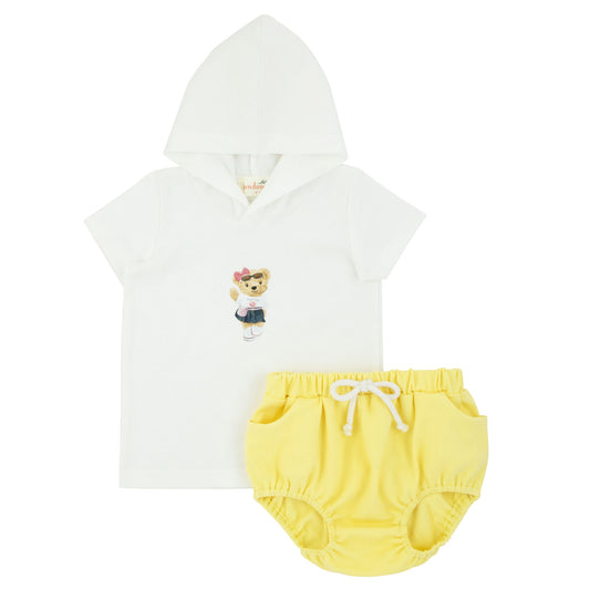 Bondoux Pastel Yellow Girls Short Hoodie Set