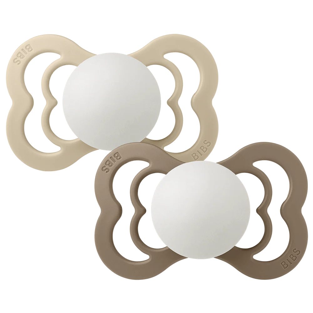 Bibs Supreme GLOW Pacifiers 2 Pack - Vanilla /Dark Oak