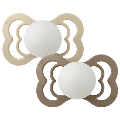 Bibs Supreme GLOW Pacifiers 2 Pack - Vanilla /Dark Oak