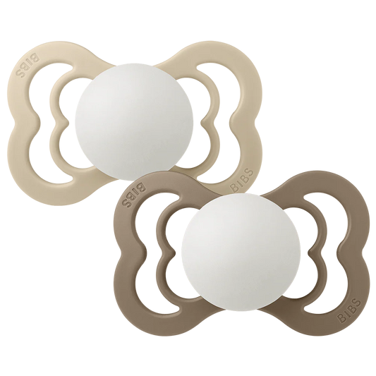 Bibs Supreme GLOW Pacifiers 2 Pack - Vanilla /Dark Oak
