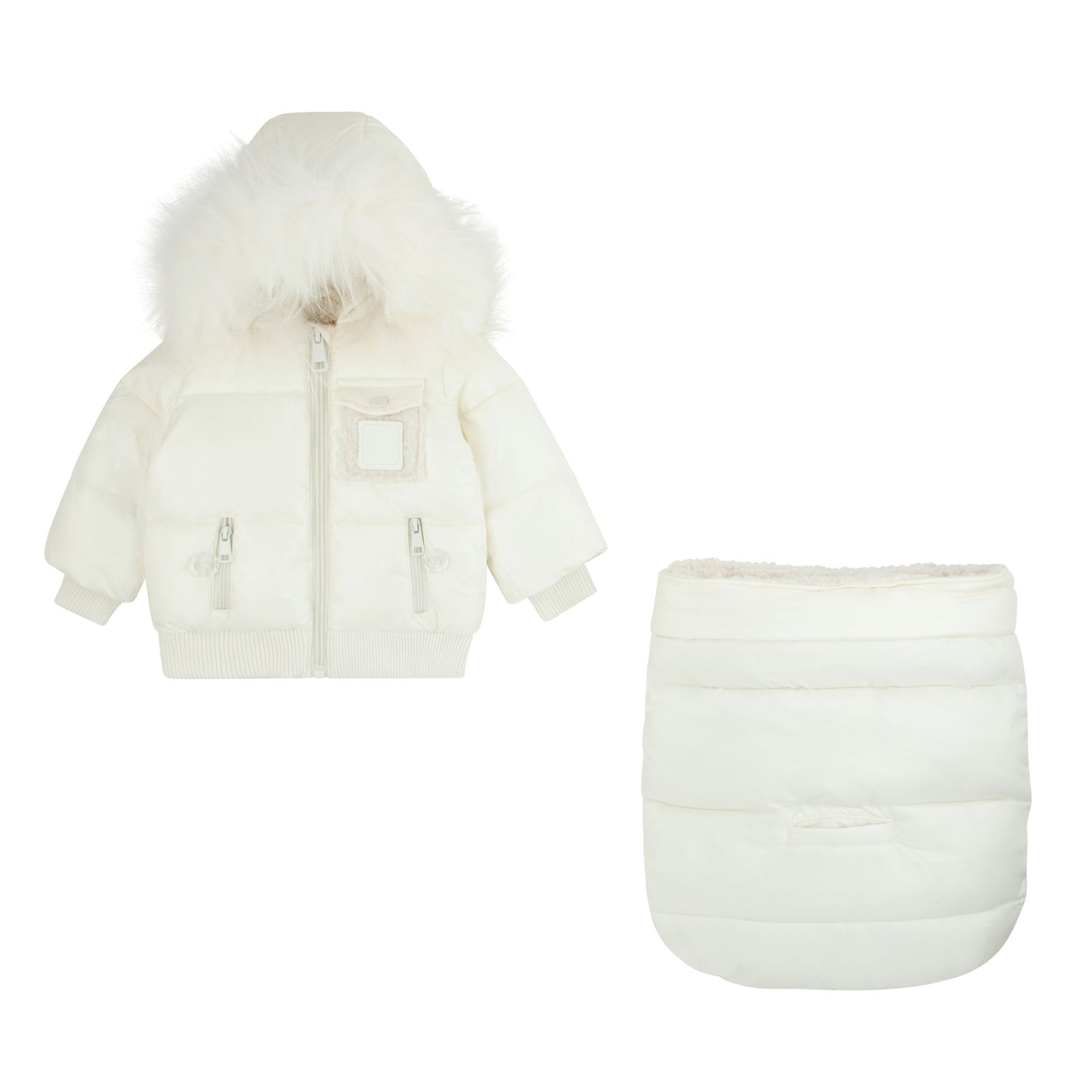 Bondoux Leather Patch Sherpa Pocket White Bunting