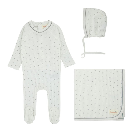 Bondoux Blue Butterfly Print Boys Layette Set