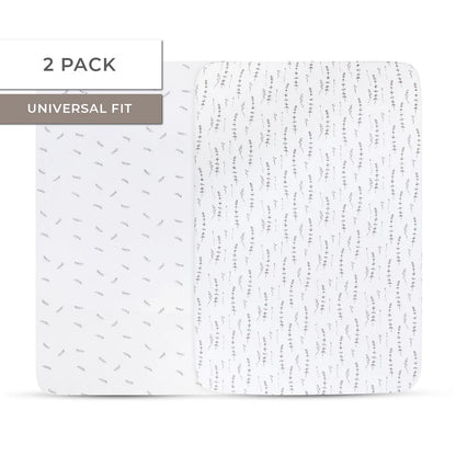 Ely's and Co Pack n Play Sheet 2 Pack Forest Grey Leaf + Floral