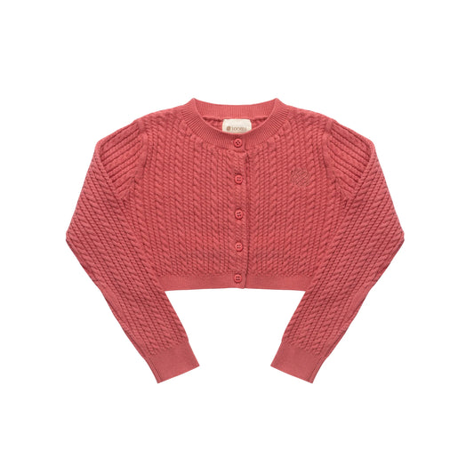Looms Cable Knit Cardigan - Berry