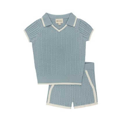 Looms  Embroidered Trim Collection Knit Trim Set - Blue/Ivory