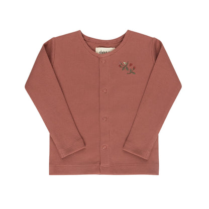 Ely's and Co Floral Embroidered Collar Collection Overall and Cardigan Set- Ivory Pink