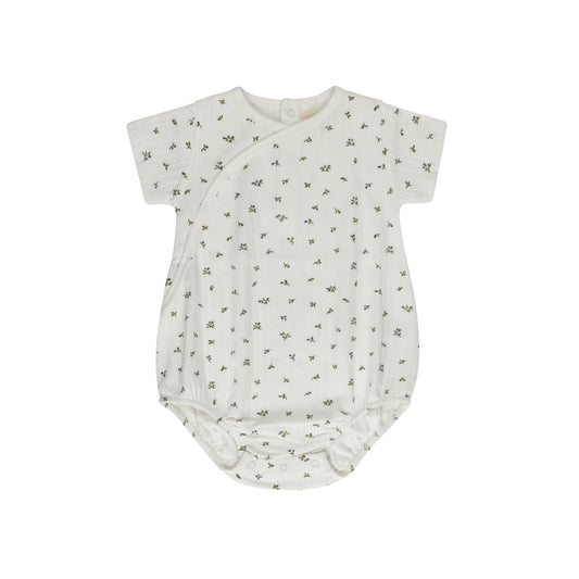 Ely's and Co Floral Pointelle Collection Romper- Ivory Blue