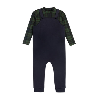 Ely's and Co French Terry Scottish Overall with Bodysuit-Navy