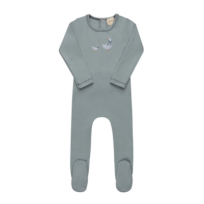 Ely's and Co Cross Stitch Duckling Collection Footie - Blue
