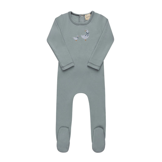 Ely's and Co Cross Stitch Duckling Collection Footie - Blue