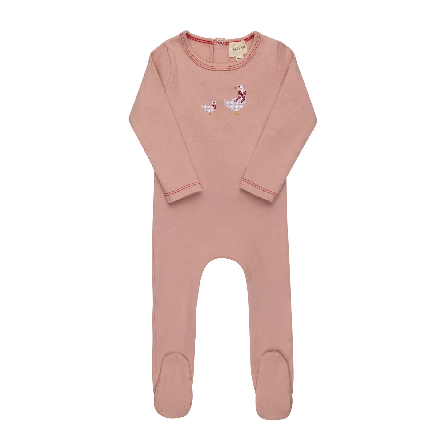 Ely's and Co Cross Stitch Duckling Collection Footie- Pink