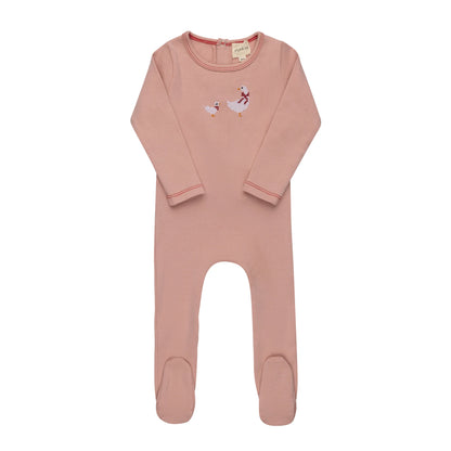 Ely's and Co Cross Stitch Duckling Collection Footie- Pink