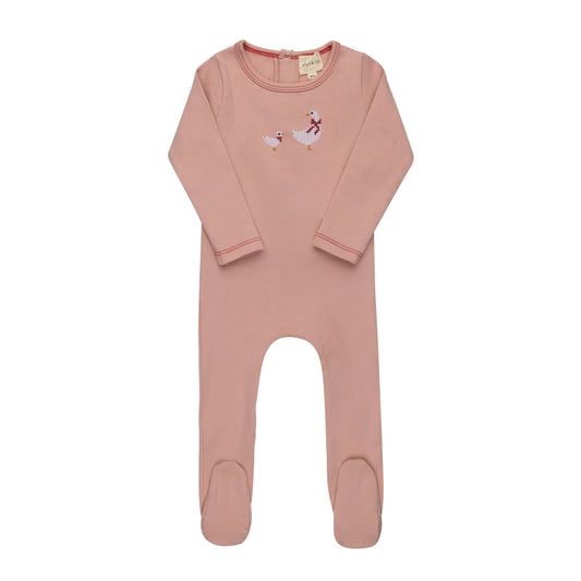 Ely's and Co Cross Stitch Duckling Collection Footie- Pink
