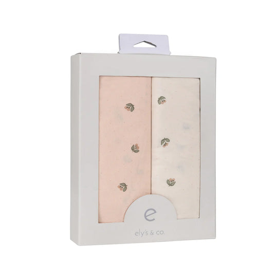 Ely's and Co Pink Vintage Floral Cotton Sheets, 2 Pack  - Pack N Play Sheets