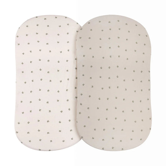 Ely's and Co Bassinet Sheet 2 Pack Vintage Leaf Collection - Sage