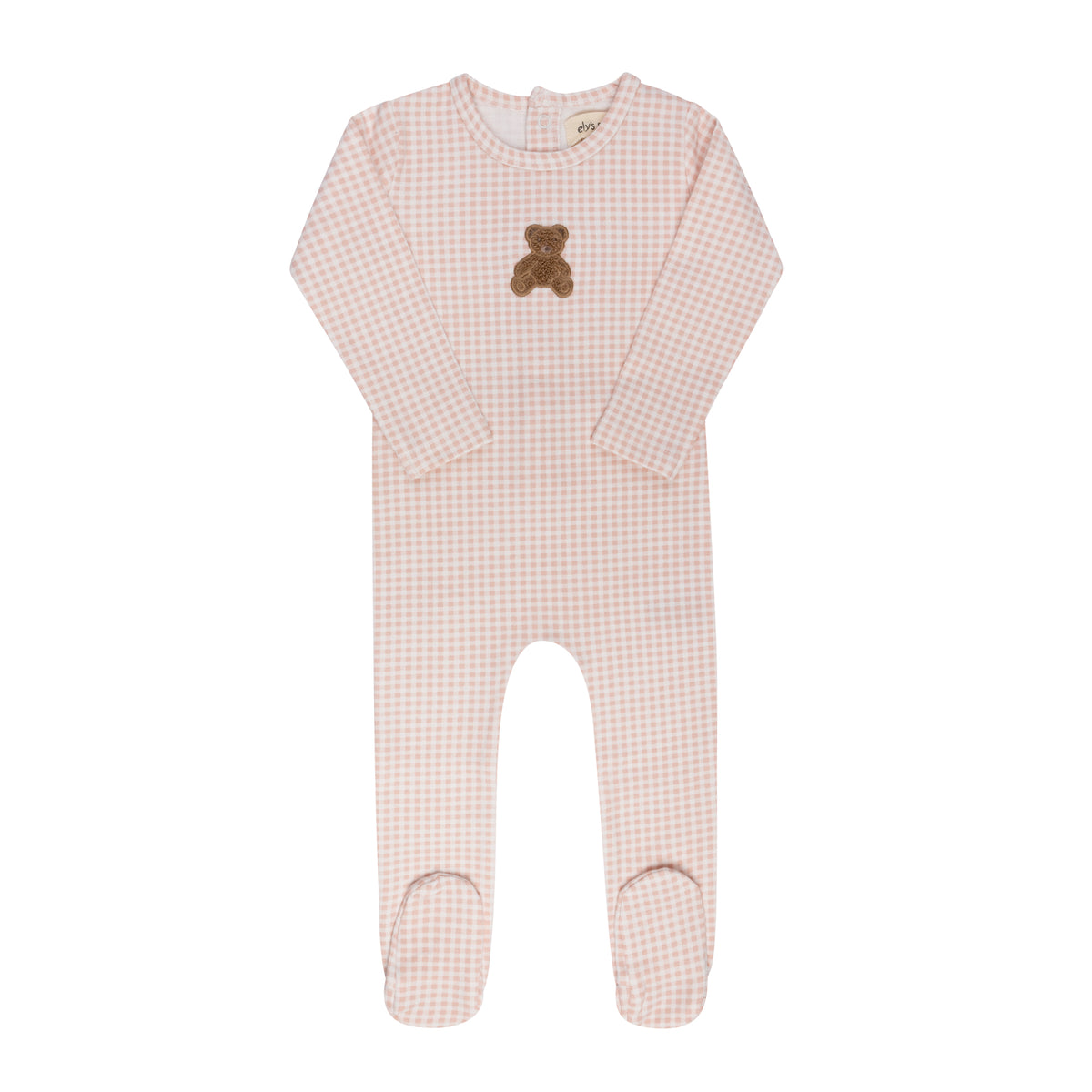 Ely's and Co Gingham Teddy Footie - Pink
