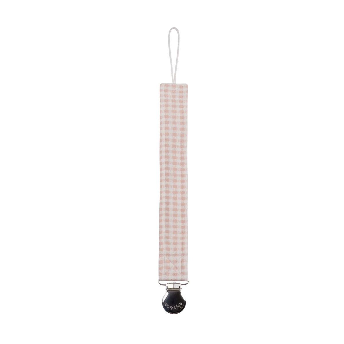 Ely's and Co Gingham Teddy Paci Clip- Pink