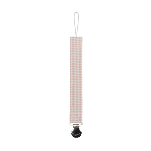 Ely's and Co Gingham Teddy Paci Clip- Pink