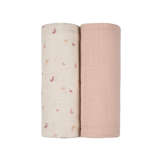Aurora Jersey Cotton Butterfly Swaddle Set 2 Pack - Pink