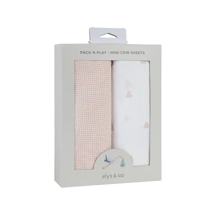 Ely's and Co 2 Pack Jersey Pack N Play/ Porta Crib Sheets - Gingham Bear Pink