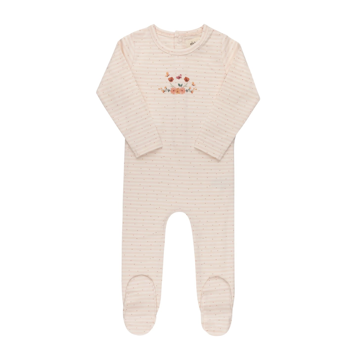 Ely's and Co Floral Stripe Collection Footie - Ivory Pink