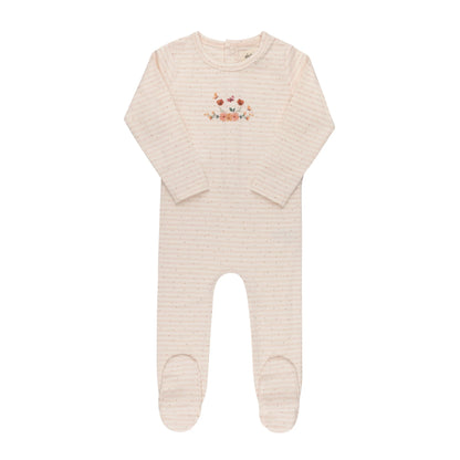 Ely's and Co Floral Stripe Collection Footie - Ivory Pink