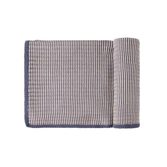 Looms Blue/Ivory Thin Stripe Blanket