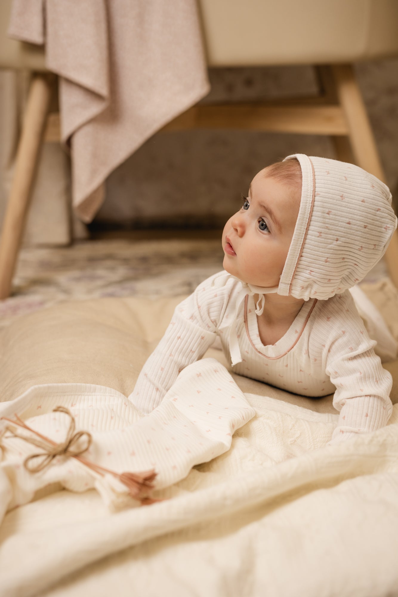 Bondoux Pink Butterfly Print Girls Footie Set