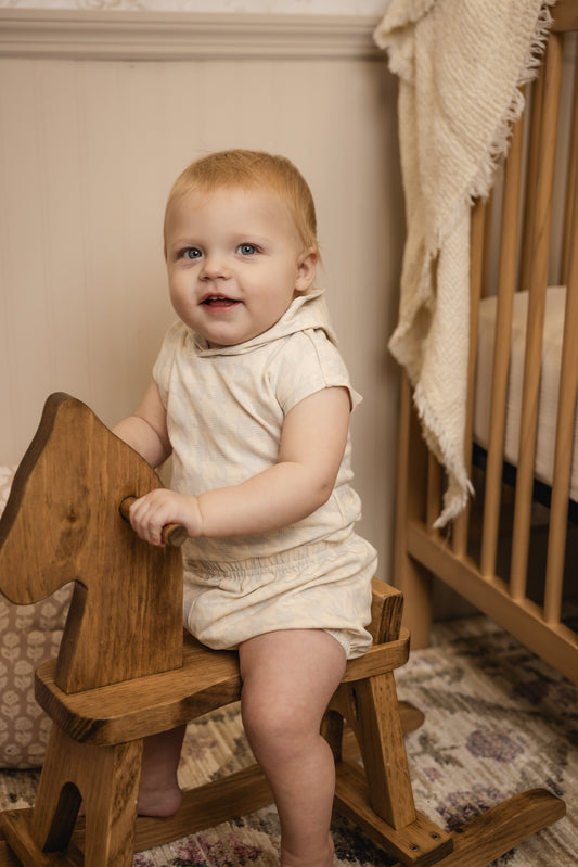 Bondoux Houndstooth Blue Print Boys 2Pcs Short Set