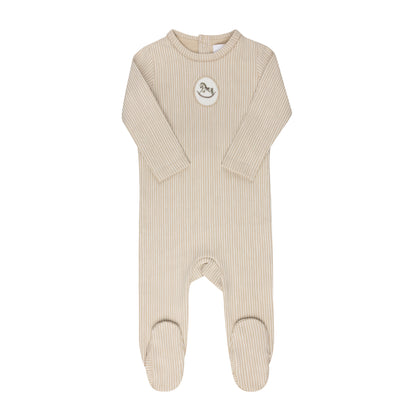 Aurora Beige Cotton French Terry Rocking Horse Footie