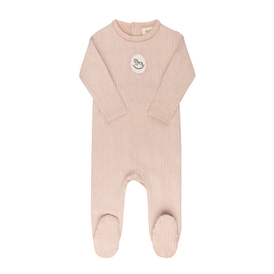 Aurora Pink Cotton French Terry Rocking Horse Footie
