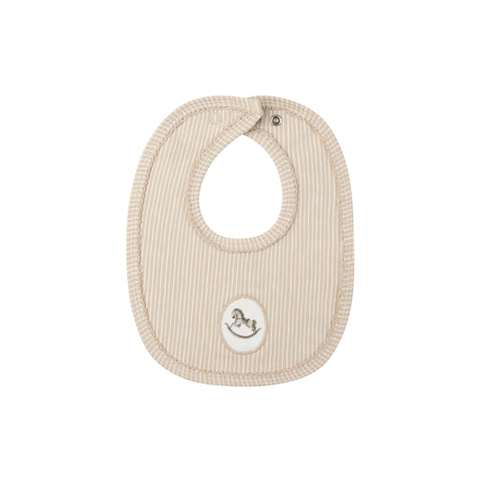 Beige Cotton French Terry Rocking Horse Bib