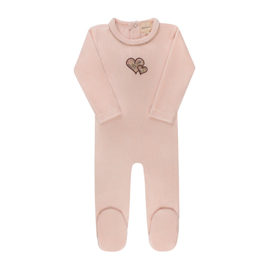 Ely's and Co Embroidered Liberty / Berry Footie-Pink