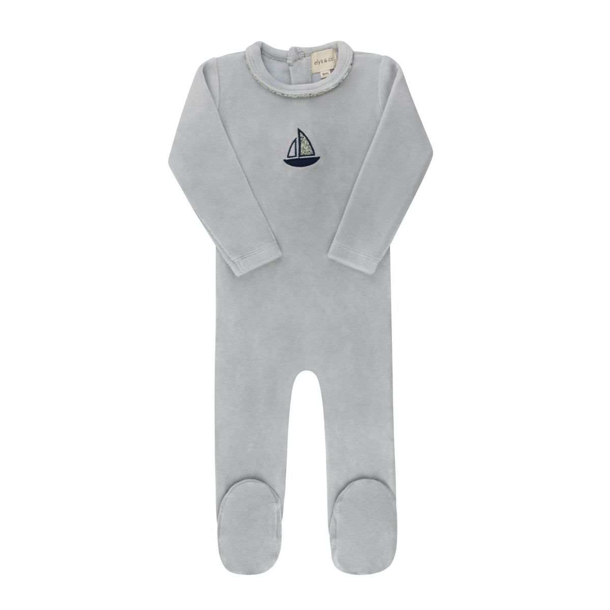 Ely's and Co Embroidered Liberty / Berry Footie -Blue