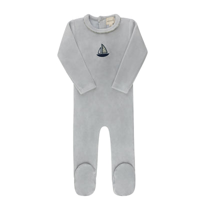 Ely's and Co Embroidered Liberty / Berry Footie -Blue