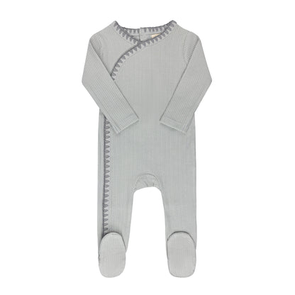 Ely's and Co Blue Whip Stitch Collection Footie
