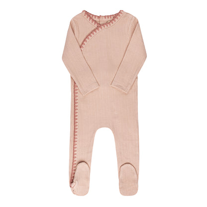 Ely's and Co Pink Whip Stitch Collection Footie