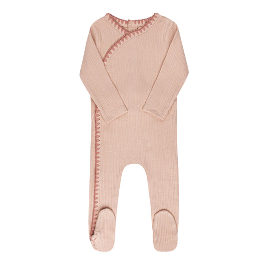 Ely's and Co Pink Whip Stitch Collection Footie