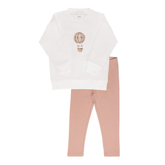 Ivory/Pink Cotton French Terry Hot Air Balloon Lounge Set