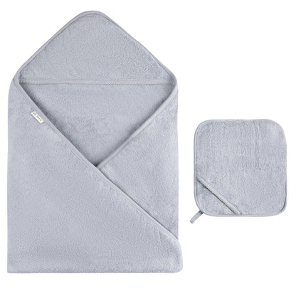 Ely's and Co Blue Scalloped Hooded Towel with Pocket Wash Cloth